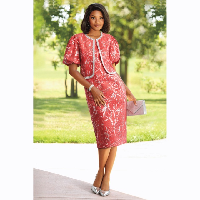 Metallic Pattern Jacket Dress, , large