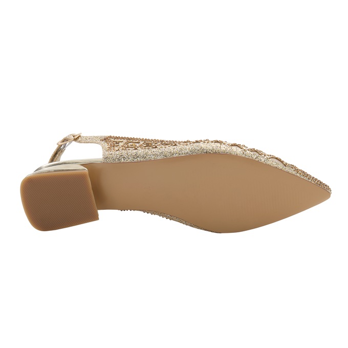 Classique Glitter & Mesh Sparkling Slingback for Women with 1&rdquo; Metallic Heel, Gold, large