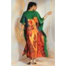 Julisa Long Wearable-Art Caftan with Artistic Print, Green Multi, large