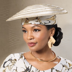 Ophilia Hat with Jacquard Band and Rhinestones, Ivory Black Multi, large