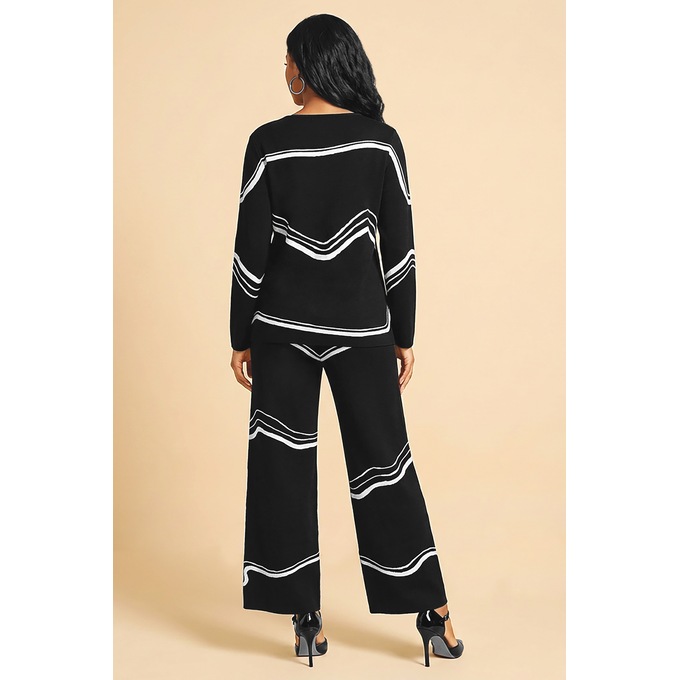 Rhena Reversible Double Sweater-Knit Pant Outfit with Boatneck Top, , large