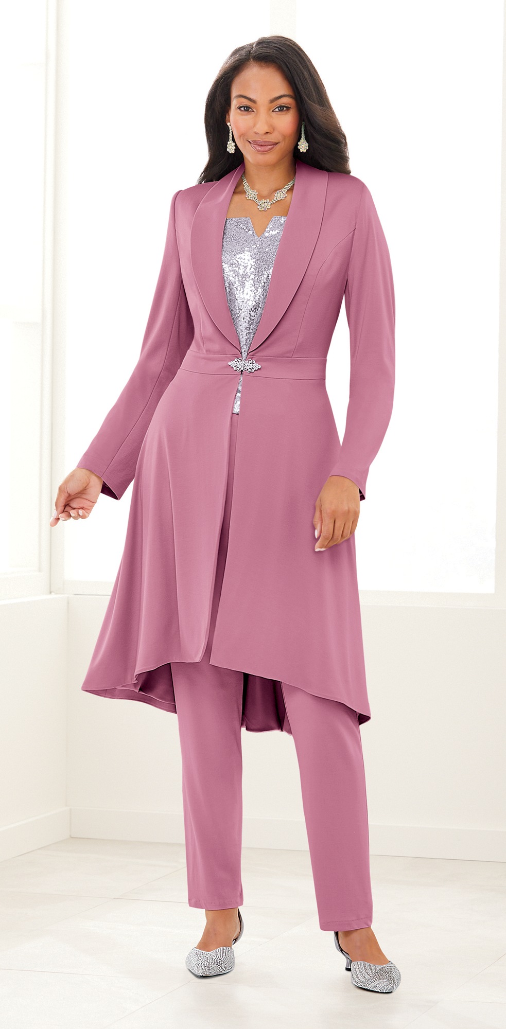 pink church suits for women