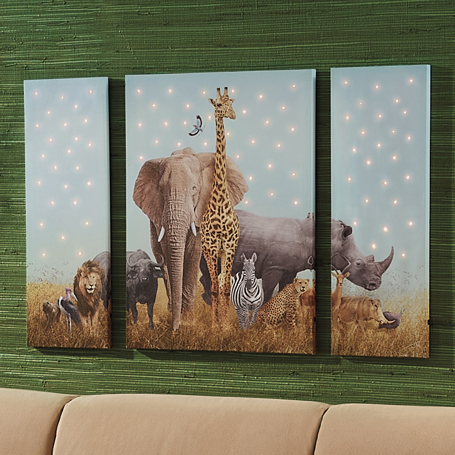3Piece Lit Animal Kingdom Wall Art ASHRO