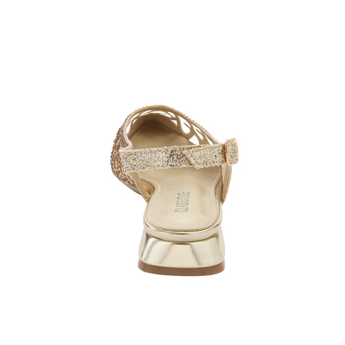 Classique Glitter & Mesh Sparkling Slingback for Women with 1&rdquo; Metallic Heel, Gold, large