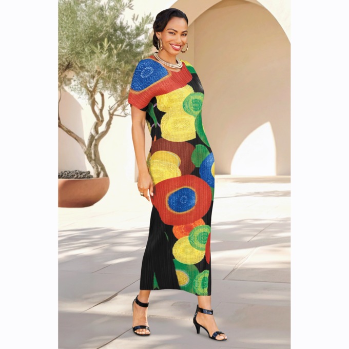 Olyana Pleated Maxi Dress, , large