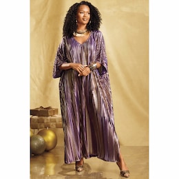 Gisele Foil-Printed Women&#39;s Caftan with Pleats, , large