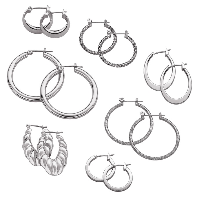 7-Pair Hoop Earring Set, , large