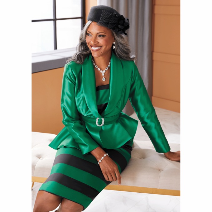 Green hotsell skirt suit