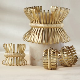 Metallic Faux-Leather Loop Jewelry, , large