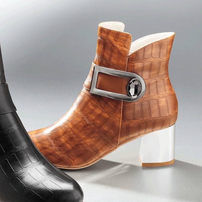 Croco-Print Buckle Bootie by Classique, , large
