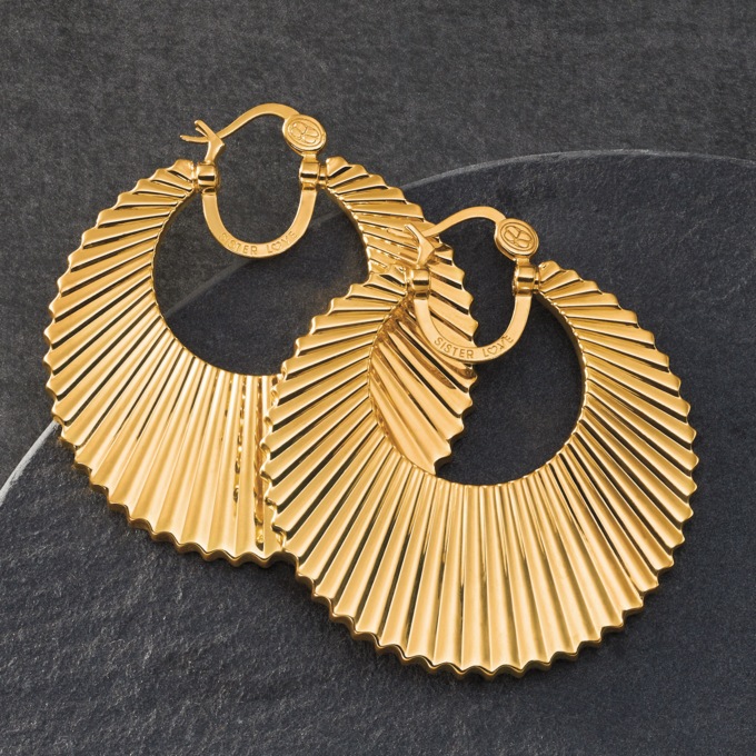 Sister Love Sun Goddess Large Hoops, , large
