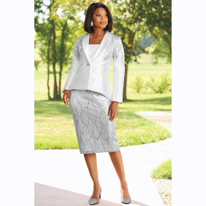 Kelda Embellished Skirt Suit, , large