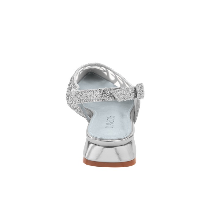 Classique Glitter & Mesh Sparkling Slingback for Women with 1&rdquo; Metallic Heel, Silver, large