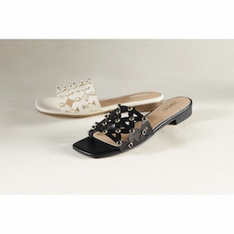 Esprit Aimee Laser-Cut Slide with Faux-Pearl Studs and Memory Foam Footbed, , large