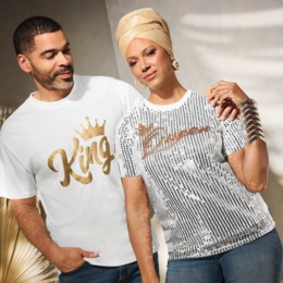 Crowned Queen Sequin Tee and Men&#39;s King Tee - BUY 2 OR MORE AND SAVE!, , large