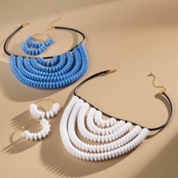 Disc U-Bib Necklace &amp; Earring Set, , large