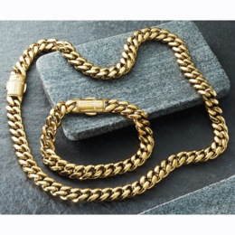 Majesty Truth Goldtone Thick Chain Necklace with Crystal Cross by Simone I Smith, , large