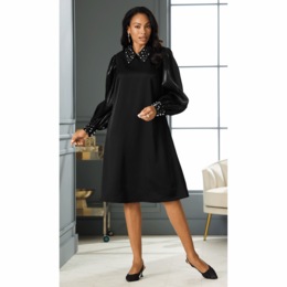 Clarine Pearl Trim Dress, , large