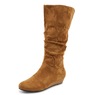 Amanda D'Laurie Tall Scrunch Boot: Rich Faux Suede with 1" Wedge Heel, , large