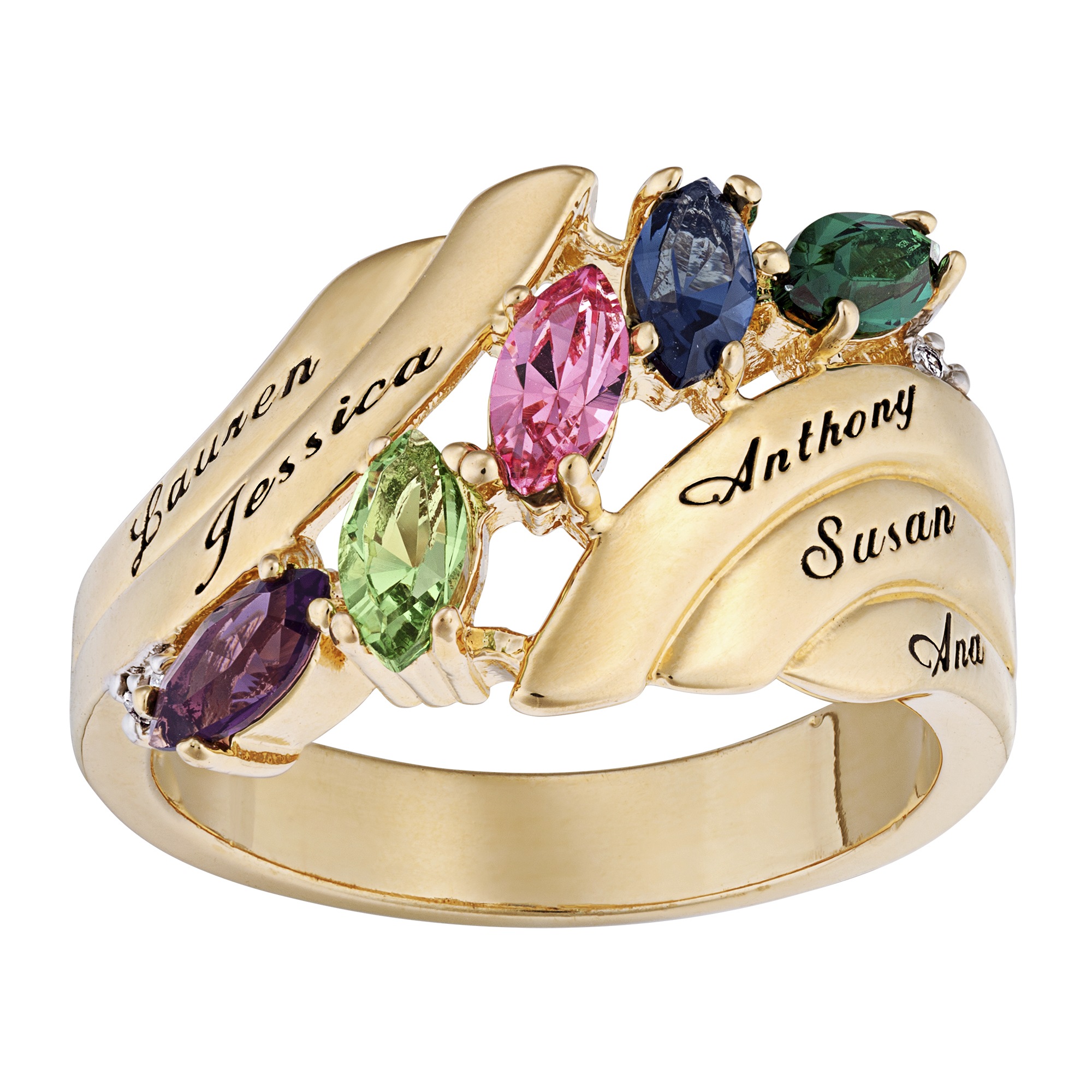 Marquis Magic Family Name and Birthstone Ring, , large