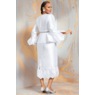Petal-Trimmed Jacket Dress with Rosette Pin, Rhinestones and Faux Pearls, , large