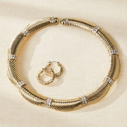 Crystal Flex Collar and Hoops Set, , large