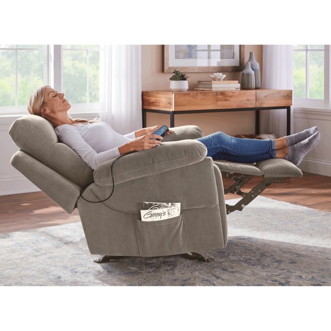 Rocking Recliner with Massage and Heat, Textured Taupe, large