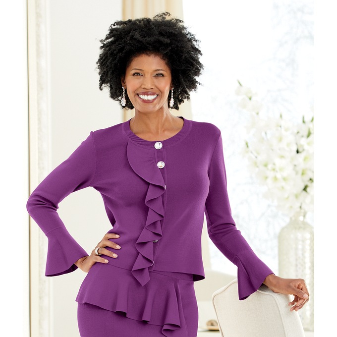 Ruffle jacket skirt suit sale