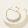 Chips Collar Necklace & Earring Set, Goldtone, large