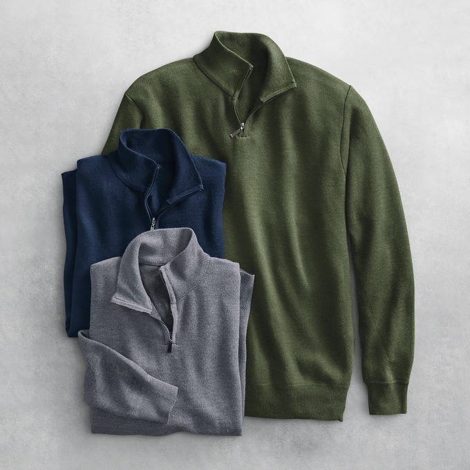 3-Pack 1/4-Zip Men's Pullover Sweaters, , large