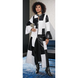 Colorblocked Faux-Leather Maxi Dress, , large