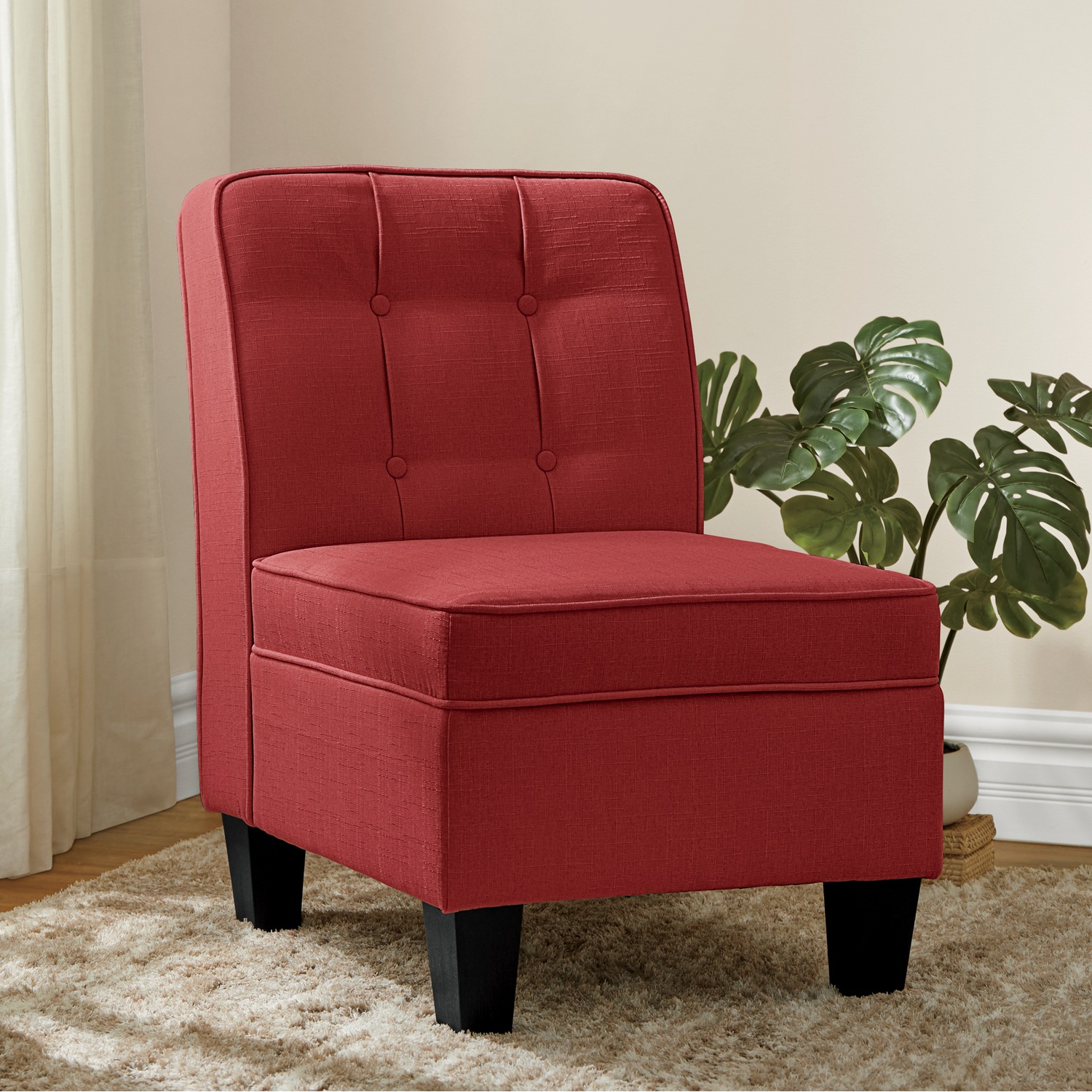 Red armless sales chair