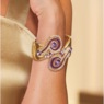 Crystal/Enamel Purple Swirl Hinged Bangle, , large