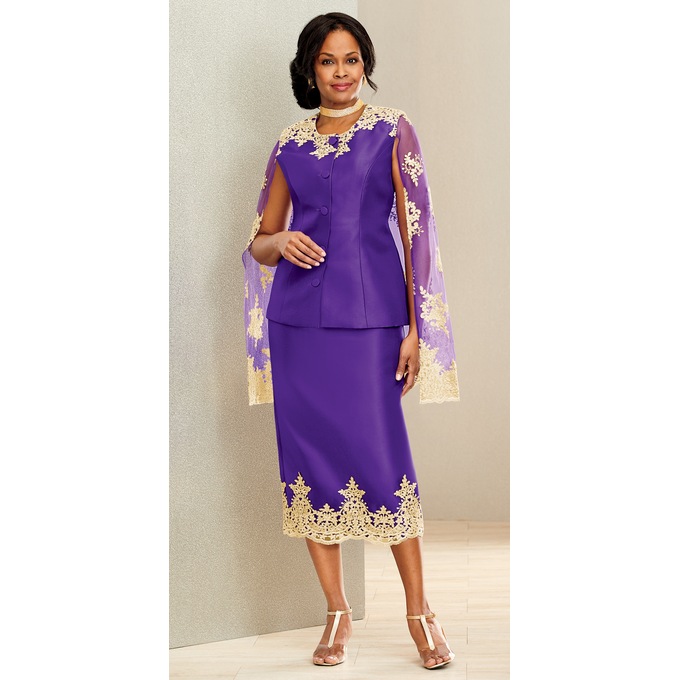 Lenita Lace-Trim Skirt Suit, , large