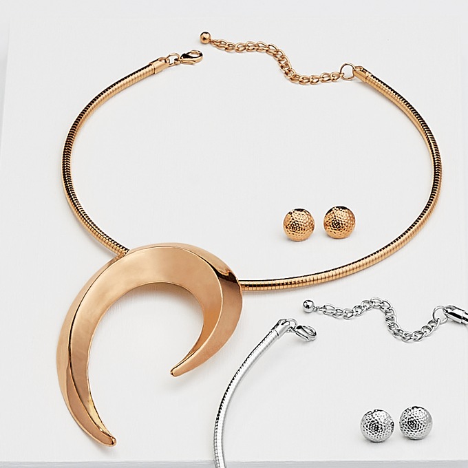 Curve-Drop Necklace & Earring Set, , large