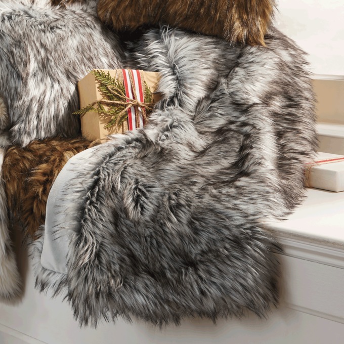 Faux-Fur Pillow, Gray, large