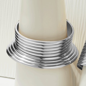 Pleather Collar, Silvertone, large