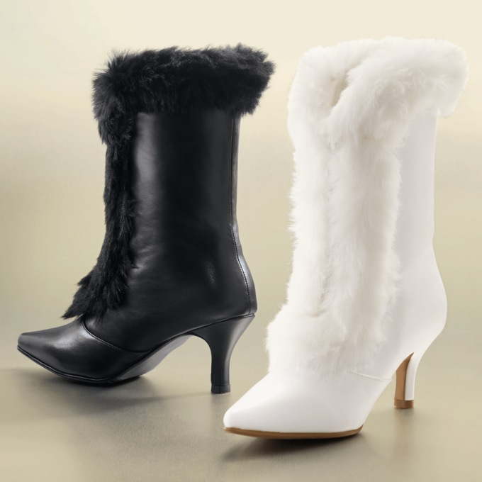 Boots with top faux fur trim