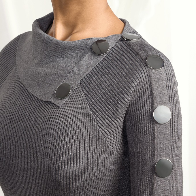 Bold Button Sweater Sheath Dress, , large