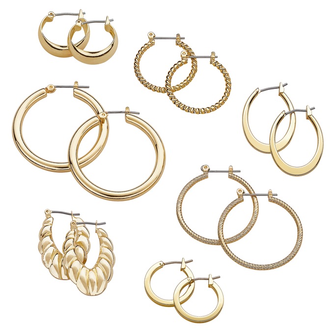 7-Pair Hoop Earring Set, , large