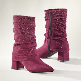 Mid-Calf Scrunch Boot with Rhinestones, , large