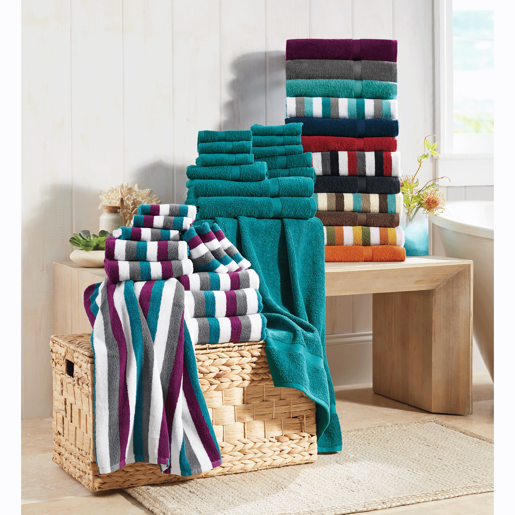 12-Piece Serene Cotton Terry Bath Towel Set, , large