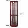 Tessa Lighted Display Corner Curio Cabinet with Glass Shelves and Mirrored Back, , large