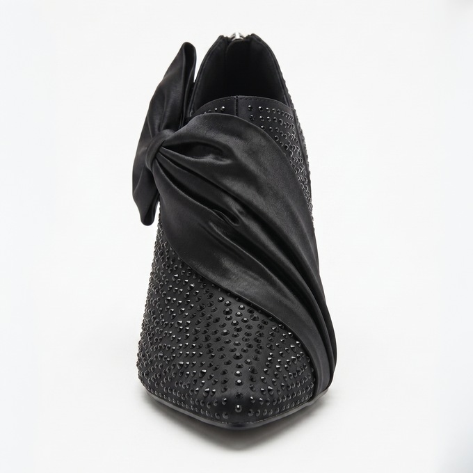Rhinestone Satin Bow Shootie for Women with Memory Foam and 2.25" Heel, , large