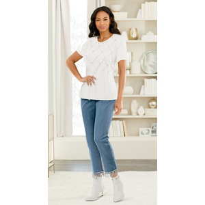 Anber Rhinestone-Fringe Jean, , large