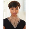 Beaded Fringe Choker Necklace and Earring Set, , large
