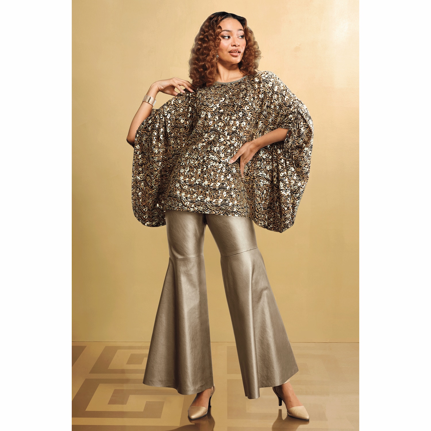 Goldie Knit Top & Faux-Leather Bell Bottom | ASHRO