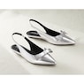 Metallic Bow Women's Faux-Leather Slingback with Low Sculpted Heel, , large