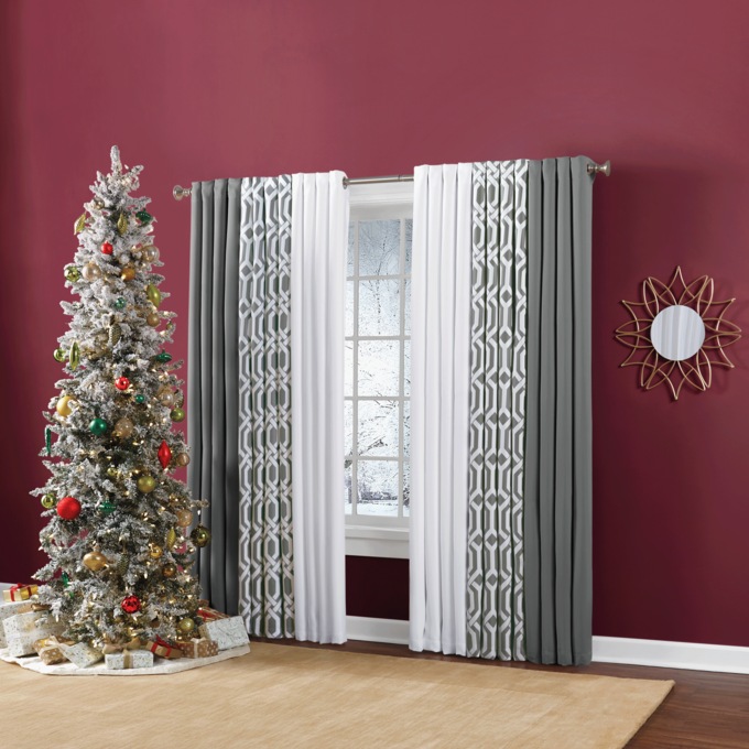 Color Connection Solid Thermal Grommet Valance, , large