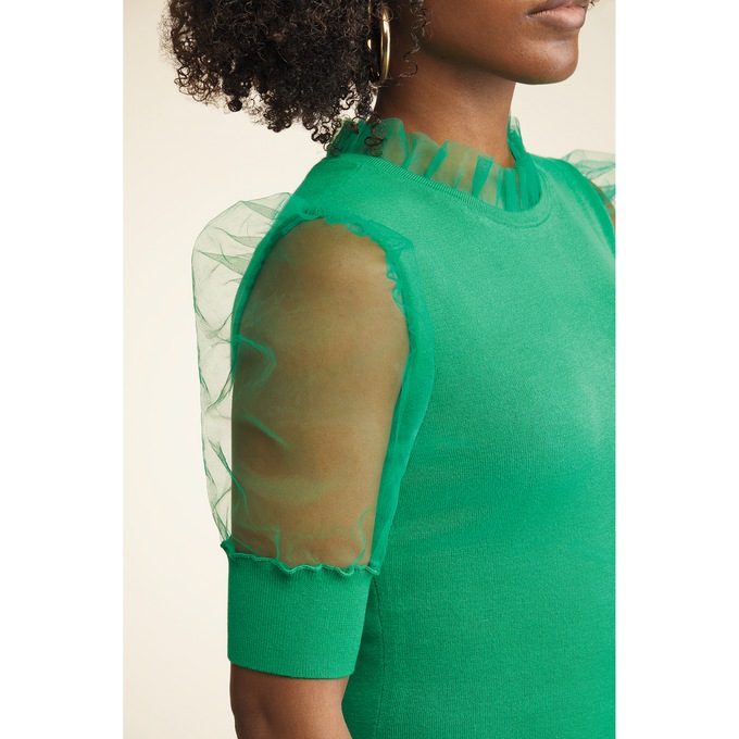 Seara Mesh-Sleeve Sweater Dress, , large